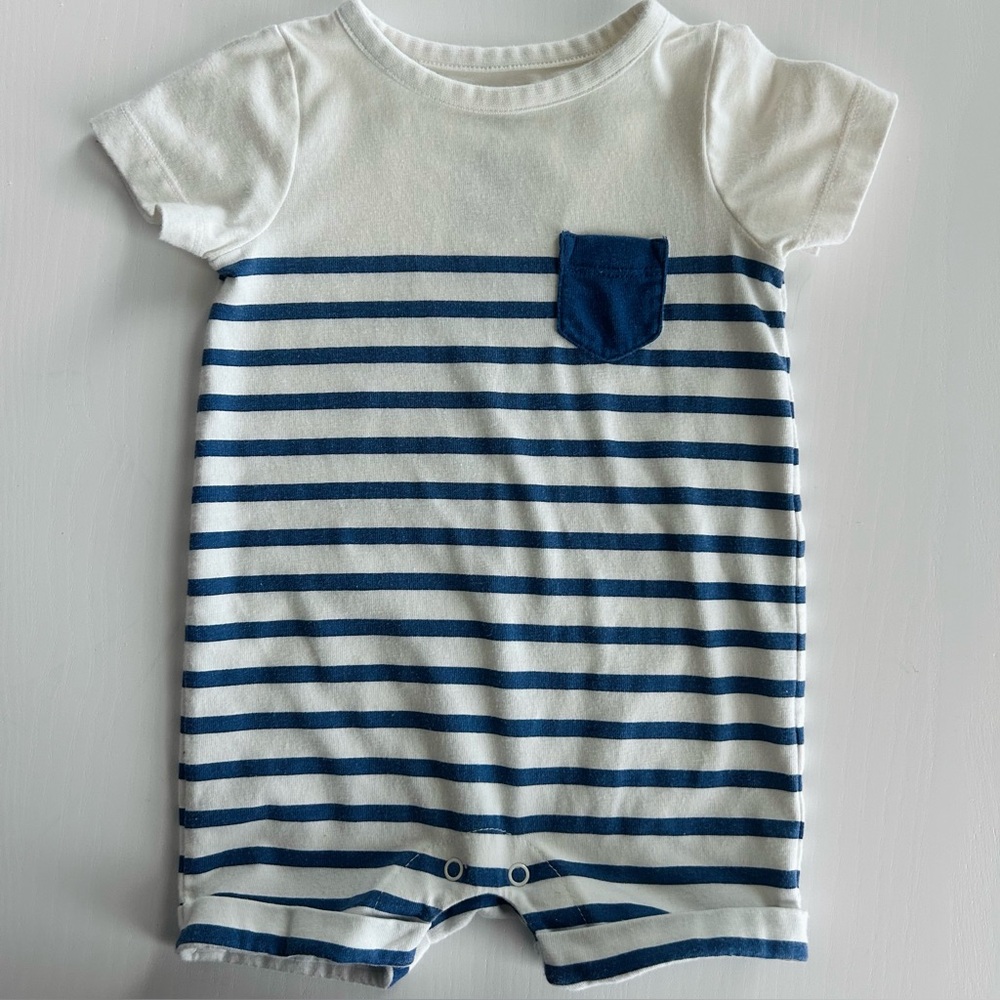 Cat & Jack Blue Striped Baby Romper